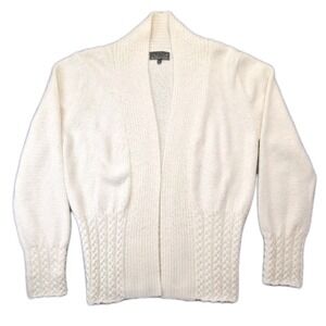 Classic Alpaca Women's Large Ivory Open Front Cardigan Cable Knit Peru 50%...